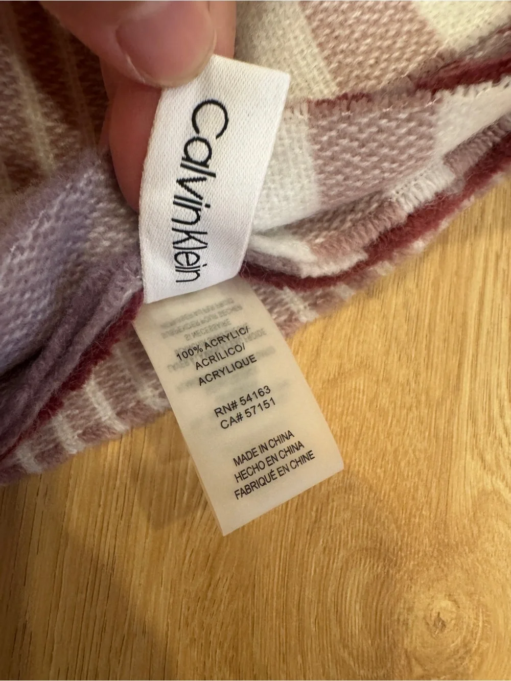 Calvin Klein Burgundy, Cream & Mauve Striped Shawl